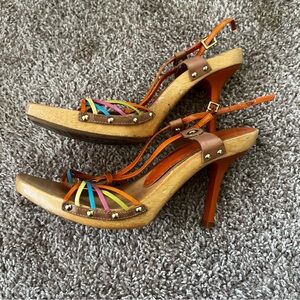 BCBG Multicolor Strappy Heels SZ9
